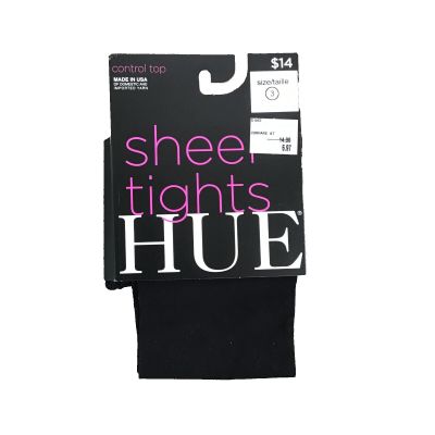 Hue Women Sheer Tights Control Top 1 Pair Sz 3 Black